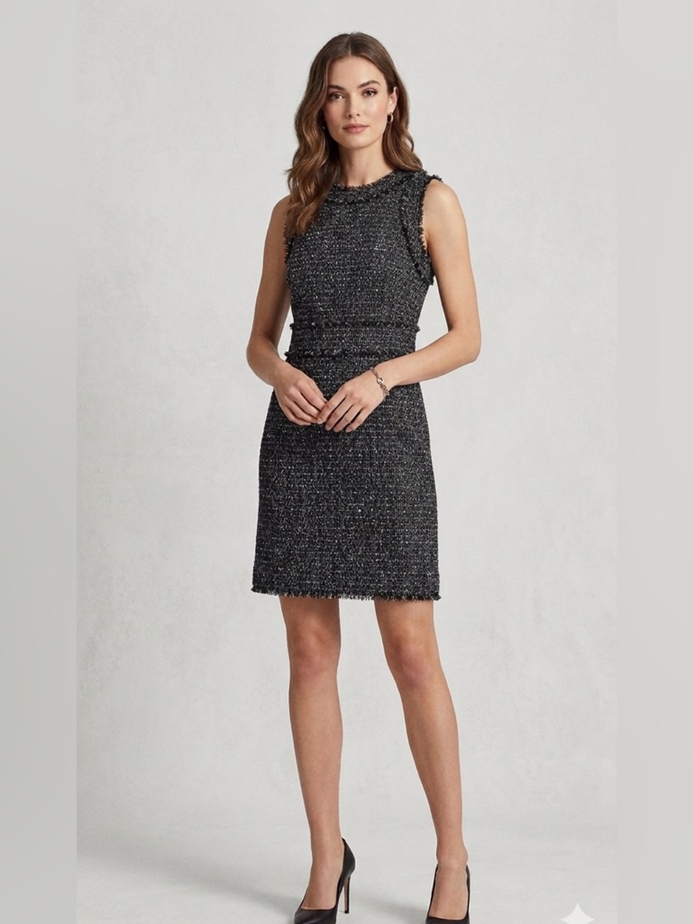 071-Michael Kors Black Tweed Sleeveless Mini Dress